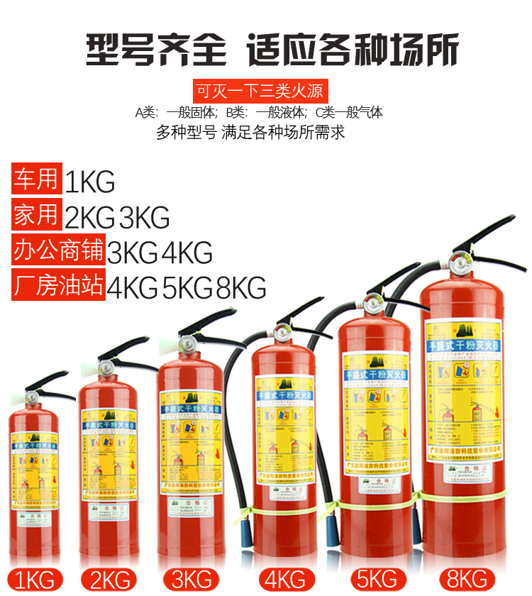 灭火器家用4公斤手提式干粉店铺工厂车载1kg2kg3kg4kg5kg消防器材 - 图3