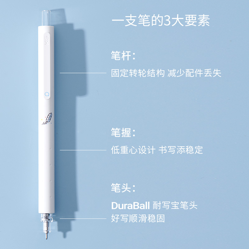 KACO菁点学科笔2代中性笔4支装按动式高颜值黑水笔学生学习大容量刷题书写文具耐写宝耐用顺滑好写办公ins风-图1