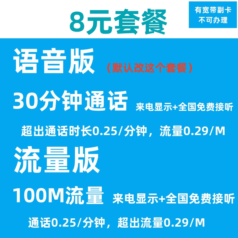 全国用户改换套餐不换号变更改转8元低资费月租老用户办理套餐 - 图0