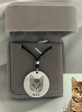 宠物刻名字照片定制项链饰品猫咪狗纪念礼物不掉色挂件绳毛衣链
