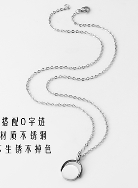 猫咪狗狗吊坠钛钢不掉色刻字纪念品半圆框可旋转宠物纪念项链