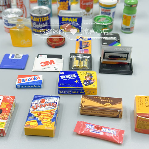 复古超市瓶瓶罐罐生活用品微缩超市摆件娃屋道具扭蛋配件 - 图2