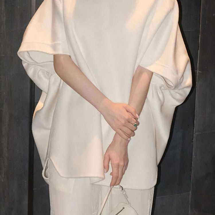 专柜撤回2025夏季慵懒风时尚洋气时髦气质宽松休闲白色短袖T恤女 - 图3