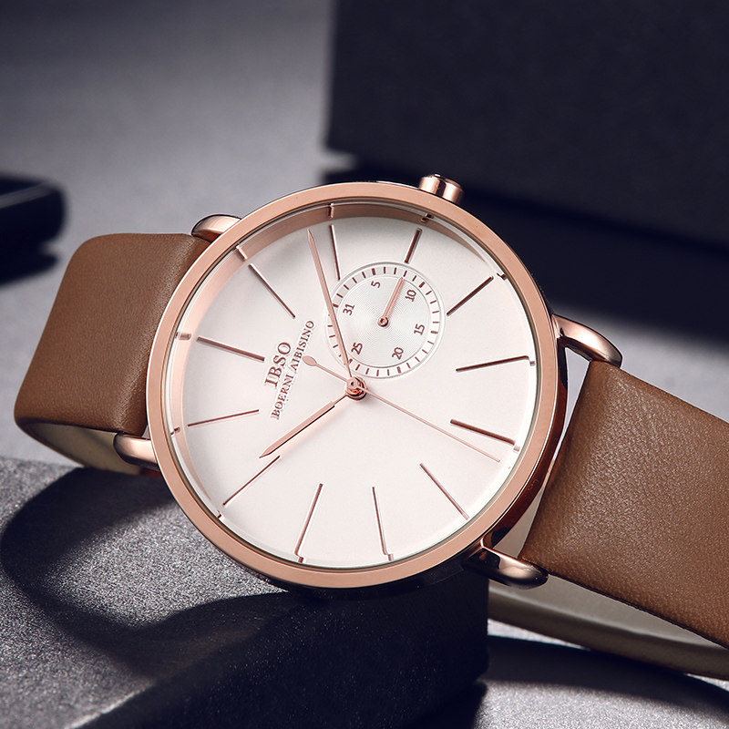 正品疯马皮男潮防水潮流学生机械表 ibso爱彼思诺国产腕表