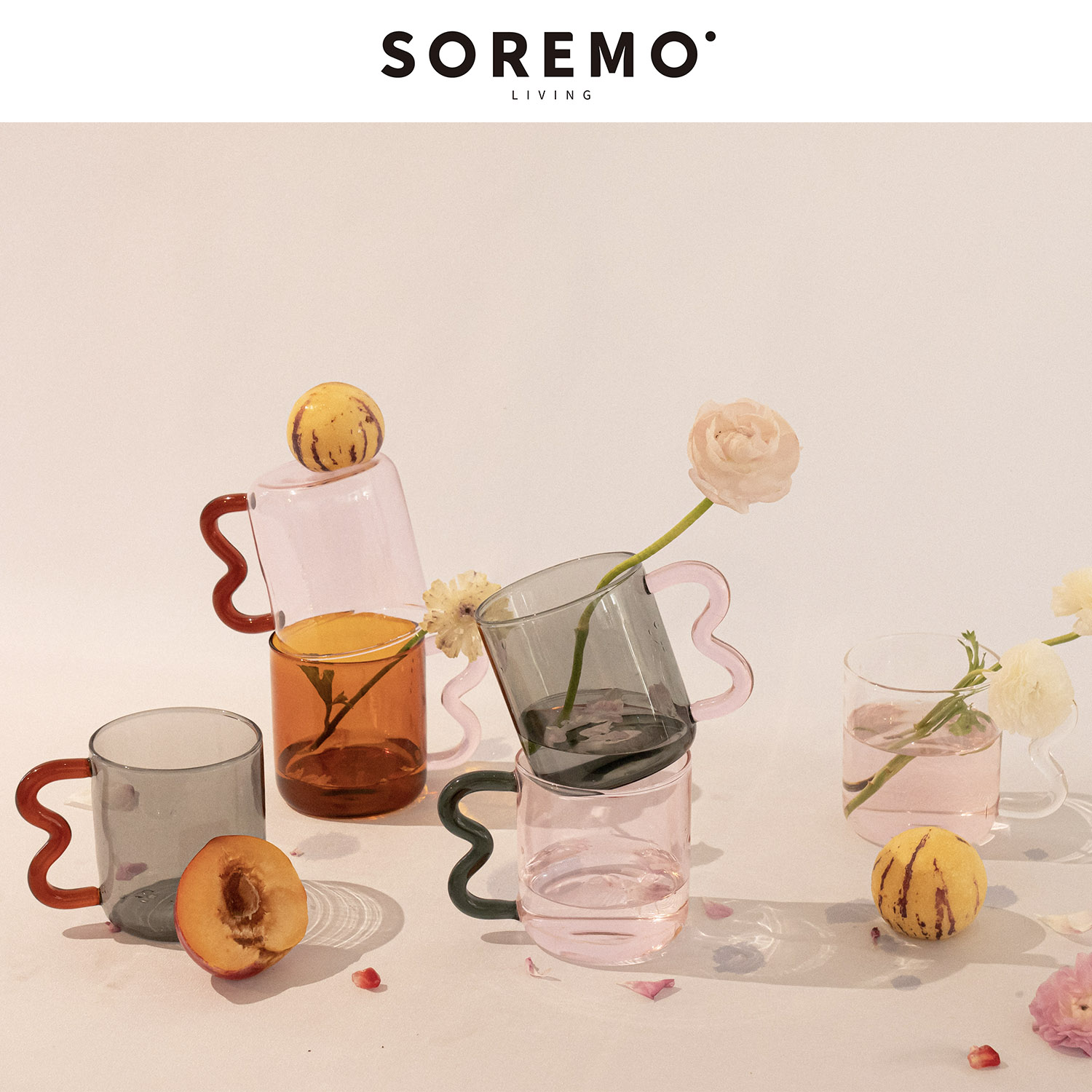 SOREMO 原创专利彩色玻璃杯马克杯手工异形艺术咖啡杯ins杯子礼物 - 图3