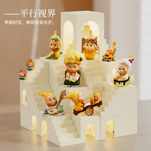 盲盒展示架柜内阶梯摆件造景带灯适用泡泡玛特萌粒星星人手办收纳 - 图2