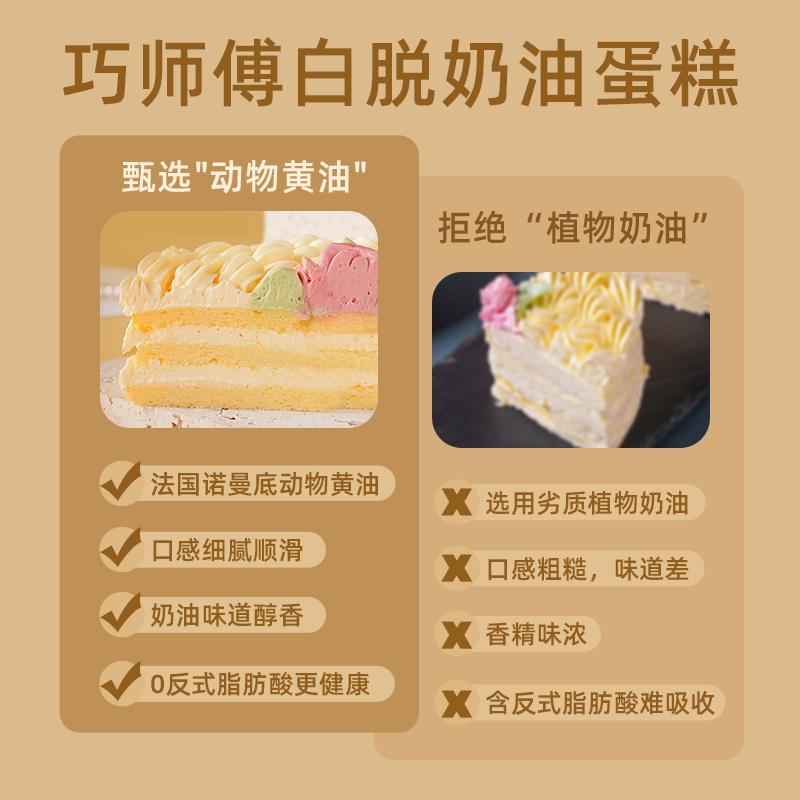 巧师傅白脱奶油蛋糕小时候老式油硬奶动物黄油经典裱花生日蛋糕 - 图2