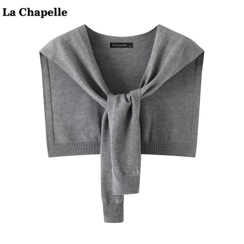 拉夏贝尔/La Chapelle薄款针织披肩女秋季洋气外搭衬衫搭肩围巾 - 图0