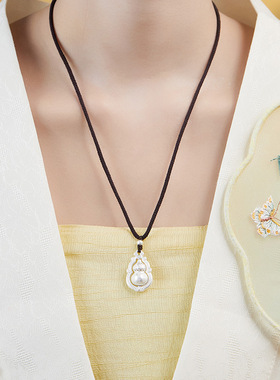 足银999葫芦吊坠项链新中式福禄吊坠国风项链毛衣链古风汉服配饰