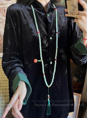 国风流苏长款串珠项链女秋冬新中式斜跨链旗袍汉服毛衣链叠戴配饰