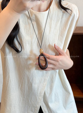 新中式镂空水滴长款项链女高级感轻奢复古毛衣链简约百搭挂脖配饰