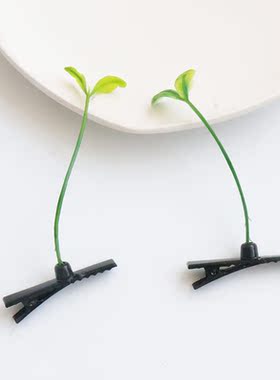 创意清新绿色小豆芽发夹儿童搞怪