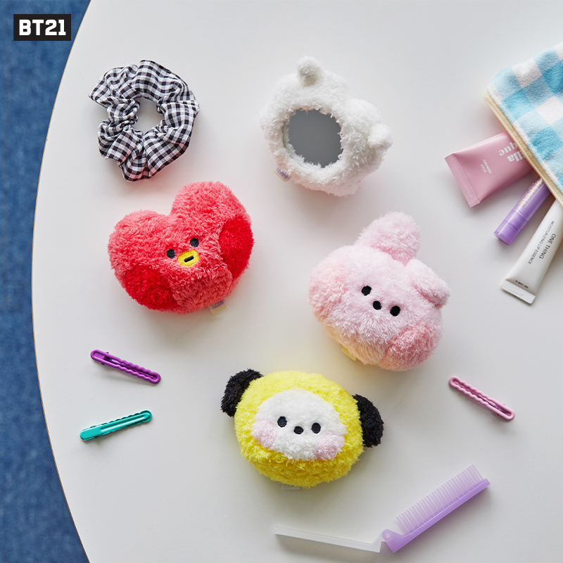 BT21 minini TWINKLE系列毛绒化妆镜 可爱手持 LINE FRIENDS - 图1