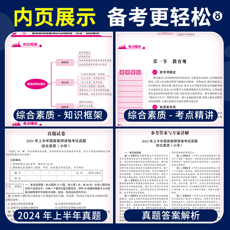 小学教师证资格2024下半年教材历年真题试卷小学教资考试资料国家教师资格考试专用教材综合素质教育知识与能力小教资笔试套装2023 - 图2