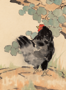 G055 徐悲鸿鸡图国画芯心装饰名人字画宣纸高清微喷画芯打印