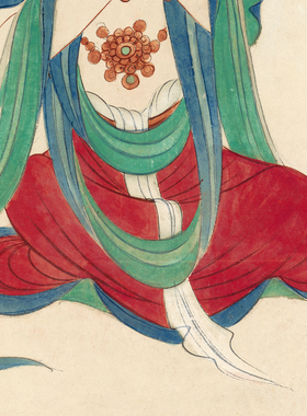 89_张大千_座像观音图竖幅国画芯心装饰名人宣纸高清微喷打印复制