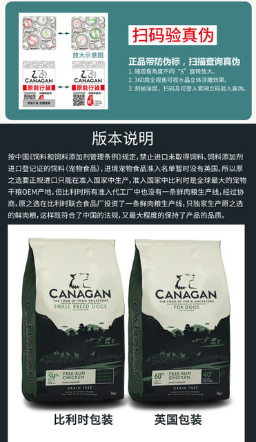 British Canagan Original Choice Dog Food Grain Free Chicken Small Dog Small Pellets Dog Food 2kg