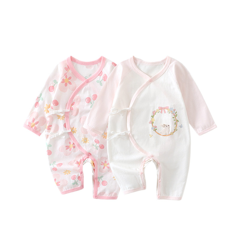 2026 Baby Clothes Summer Thin Onesie Pure Cotton Baby Romper Suit Newborn Harness Long Sleeve Air-conditioned Room Suit