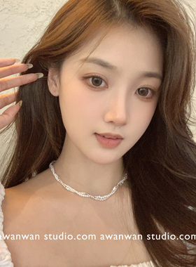 阿婉Wan碎银子珍珠缠绕双层项链