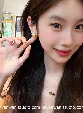 阿婉Wan  方糖 百搭通勤锆石耳钉独特小众设计时尚潮流耳环耳夹