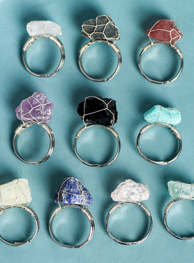 天然水晶原石活口戒圈