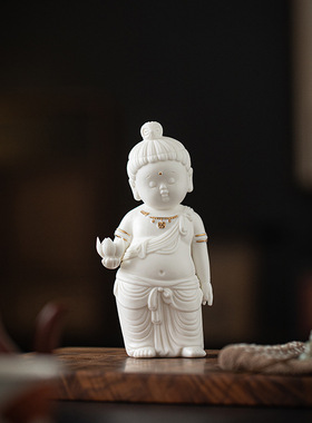 新中式禅意德化白瓷工艺品佛像摆件家居客厅茶室博古架装饰品摆设