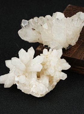 天然白水晶晶簇摆件家居办公菊花晶簇矿石标本消磁石摆件