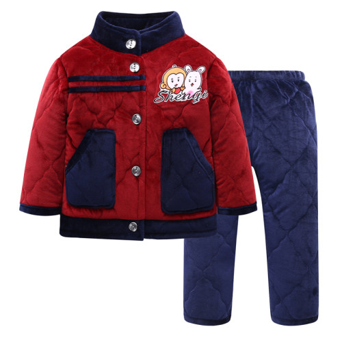 儿童睡衣冬季加厚三层夹棉棉袄套装家居服男女孩中大童3-5岁7-9岁-图3