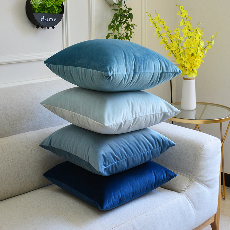 北欧客厅沙发抱枕正方形靠背垫纯色天鹅绒长方形靠枕套不含芯靠垫