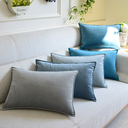 北欧天鹅绒客厅沙发轻奢靠垫抱枕长条枕靠枕套床头靠背垫护腰定制 - 图0