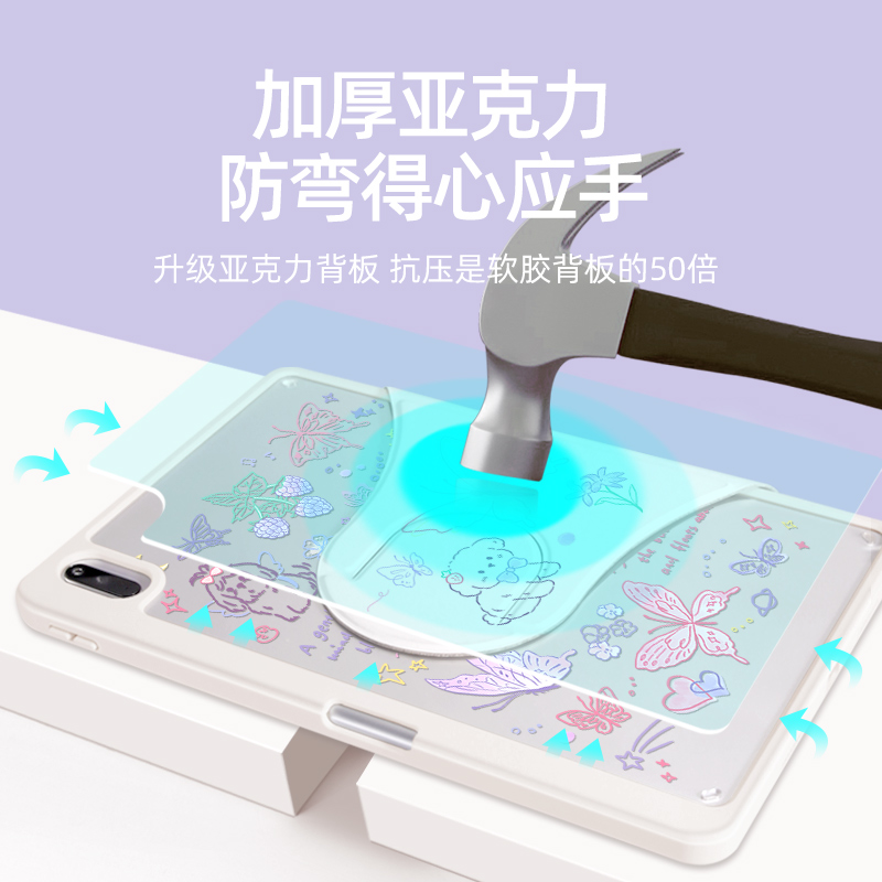 【360旋转】matepad11保护套适用华为air11.5英寸带笔槽柔光版2023横竖支撑pro10.8防弯亚克力透明硬三折壳 - 图2