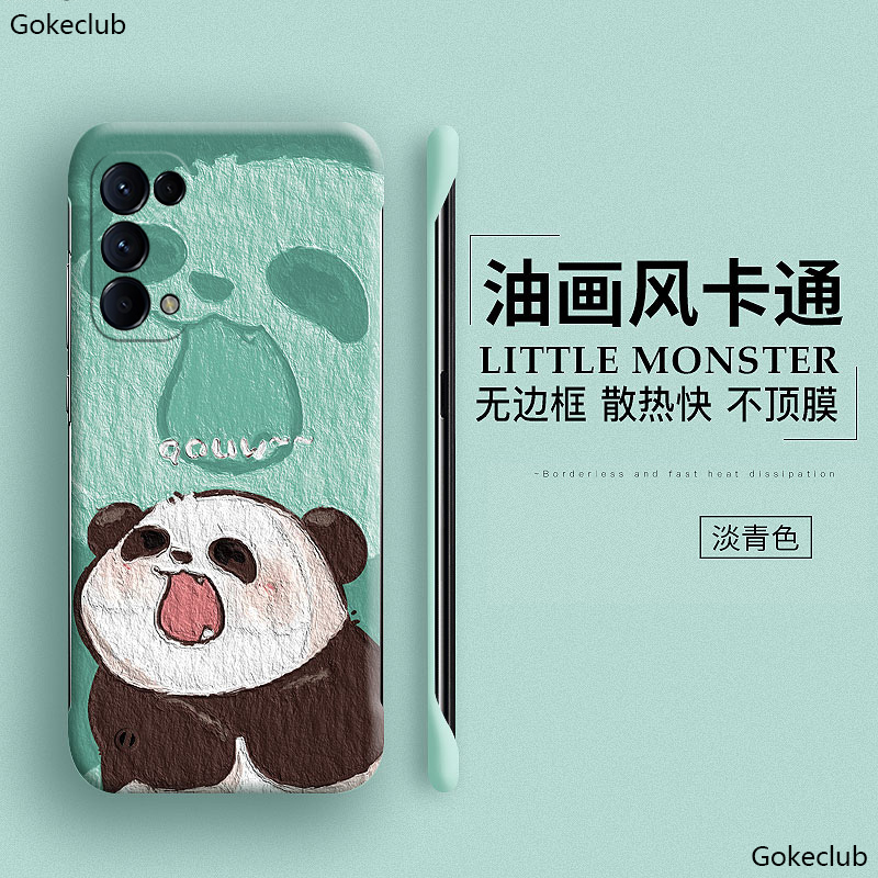 咆哮熊猫适用opporeno6手机壳6pro无边框6pro+保护套reno5个性5pro+情侣女款硬壳超薄潮男网红可爱卡通创意油 - 图2