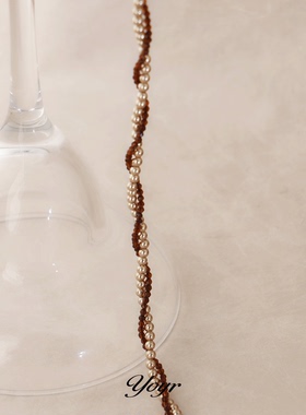 yoyr黄铜项链茶棕双层缠绕项链