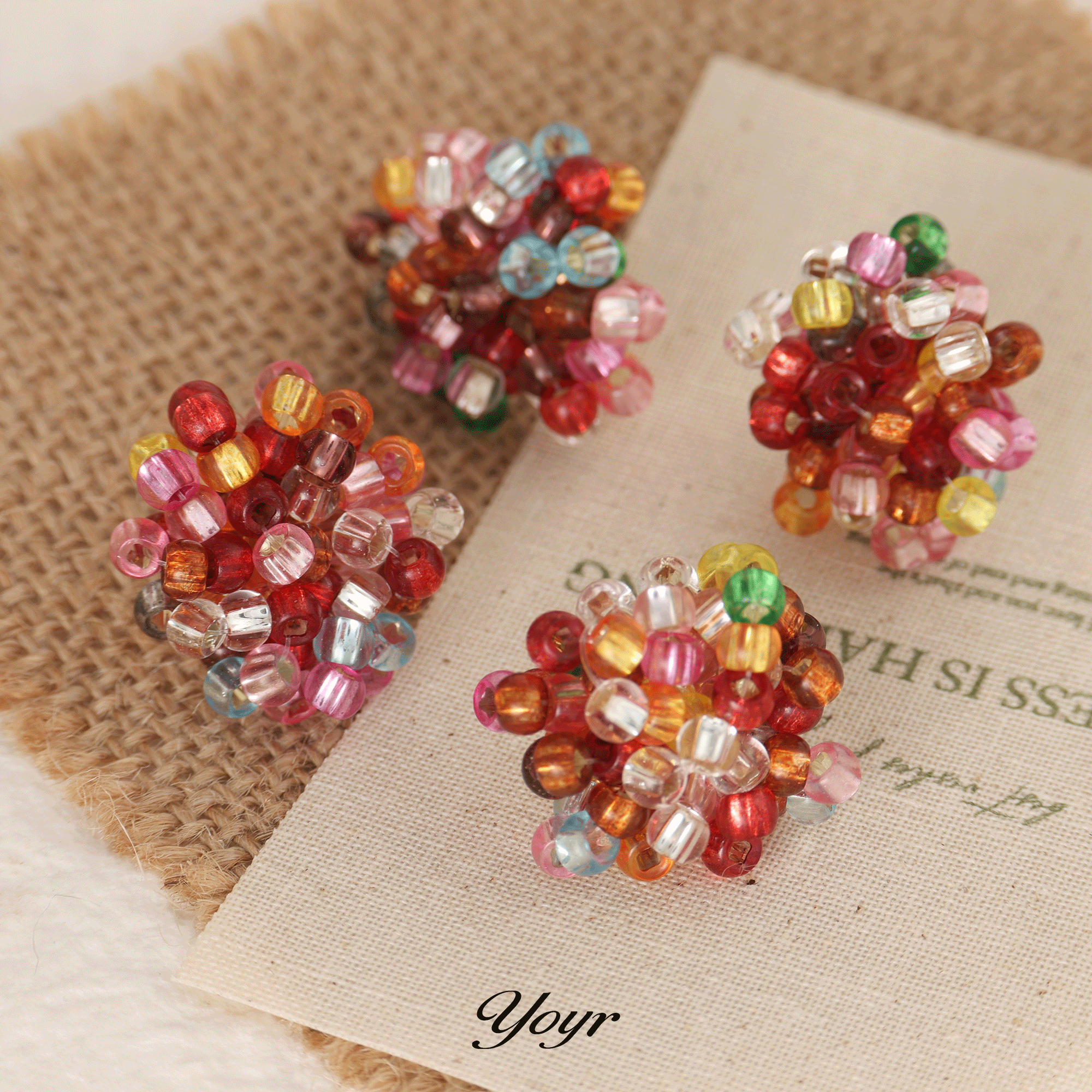 yoyr饰品 锦上添花耳钉喜庆新年戒指发夹套组洋气彩色串珠耳环,淘宝优惠券,粉丝福利购,淘宝优惠卷