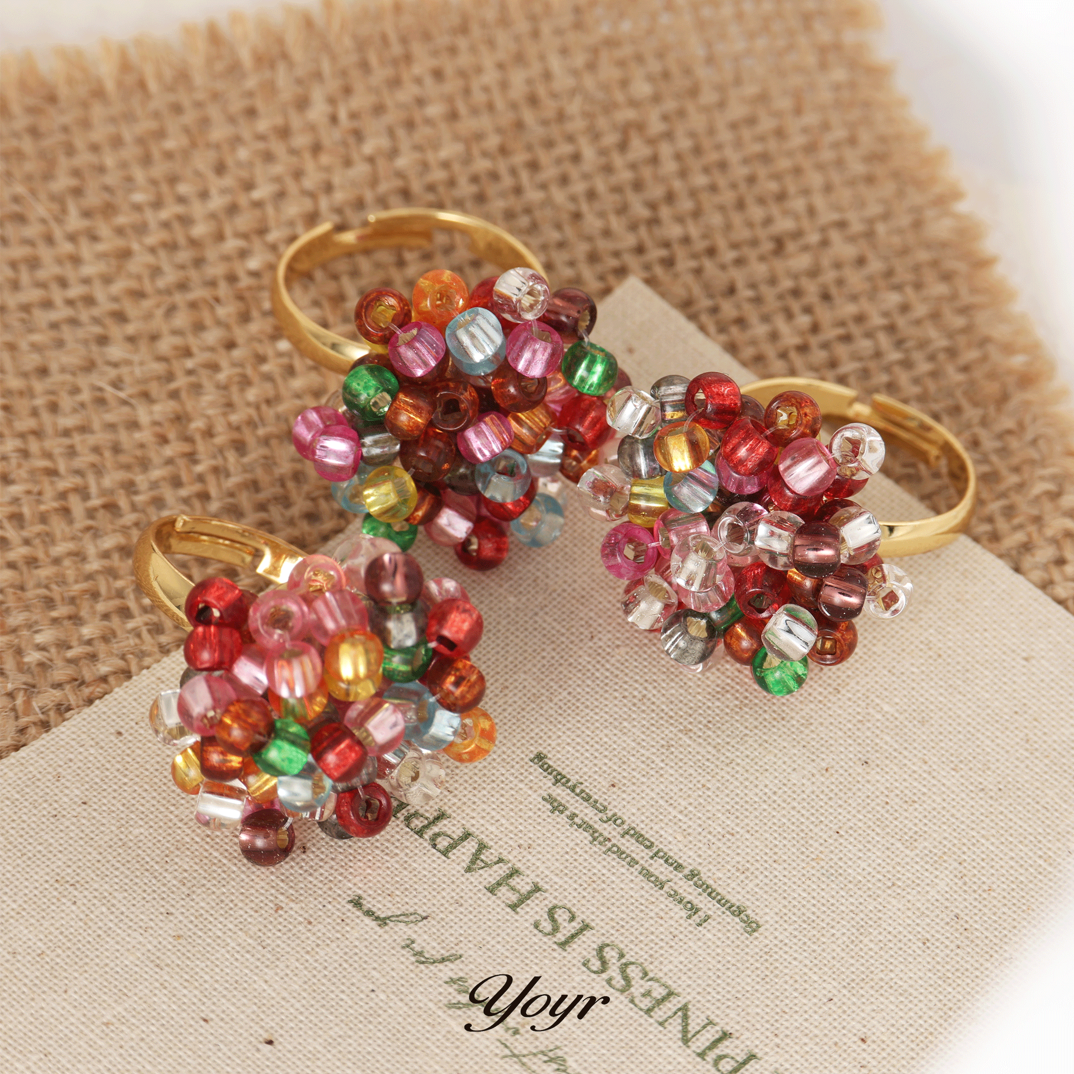 yoyr饰品 锦上添花耳钉喜庆新年戒指发夹套组洋气彩色串珠耳环,淘宝优惠券,粉丝福利购,淘宝优惠卷
