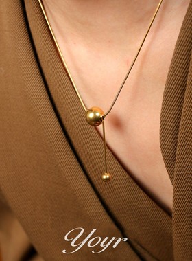 几何圆珠项链百搭设计时髦钛钢