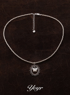 yoyr项链 蕾丝蝴蝶珠珠项链优雅重工精致轻奢高级感韩版米珠项链
