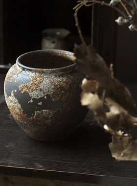 中式复古文艺陶罐怀旧民宿酒店家居陶瓷花瓶侘寂风禅意粗陶陶罐