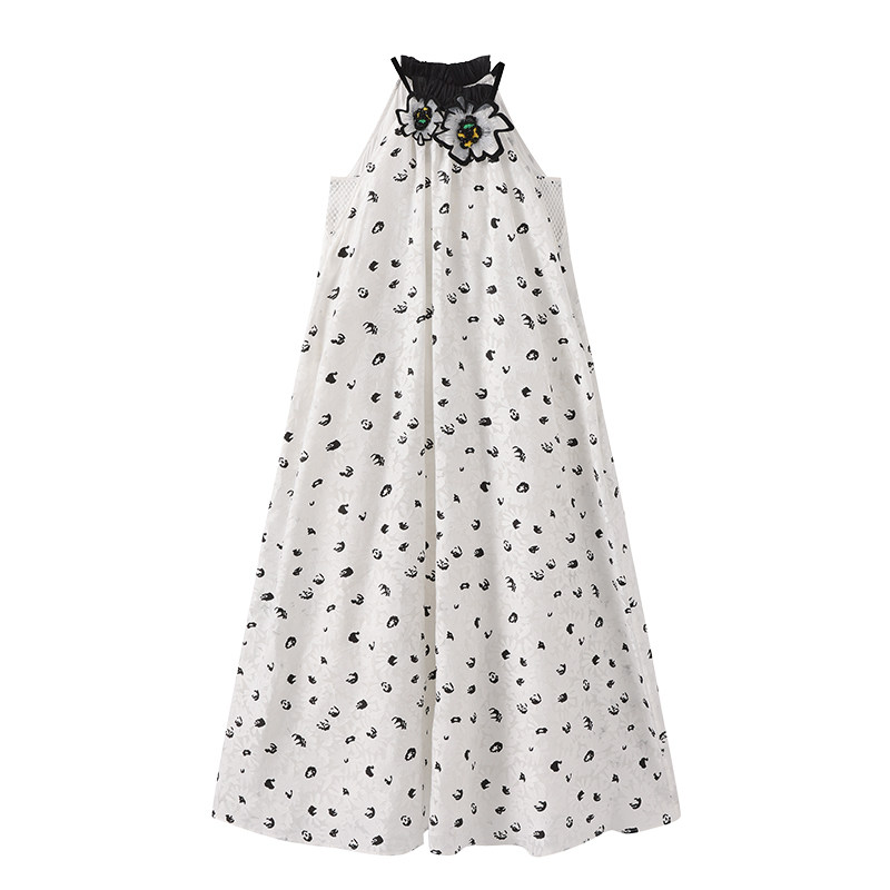 tanni×RXP设计师系列重工法式名媛挂脖无袖A字连衣裙TN11DR600A