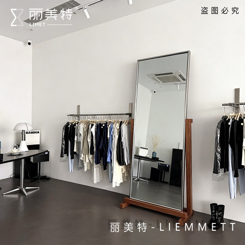 丽美特不锈钢全身镜女服装买手店上墙落地试衣镜美颜显瘦穿衣镜子 - 图2