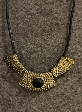 捡漏vintage中古项链 欧美复古铜色项圈吊坠毛衣链饰品 短款男女