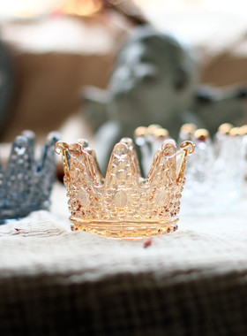 欧式风玻璃浪漫复古烛台装饰品