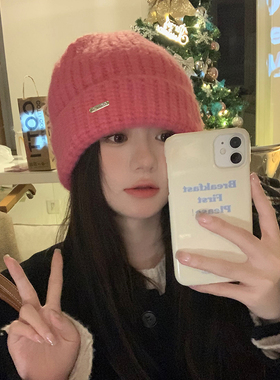 含羊毛针织帽子保暖帽护耳