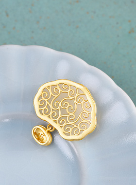 承悦 莲莲有鱼 和田玉如意吊坠 纯银荷叶荷花项链 女士锁骨链