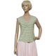 Women's Dini green striped T-shirt stretch knitted fabric summer style sleeveless slim V-neck slim counter genuine