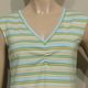 Women's Dini green striped T-shirt stretch knitted fabric summer style sleeveless slim V-neck slim counter genuine