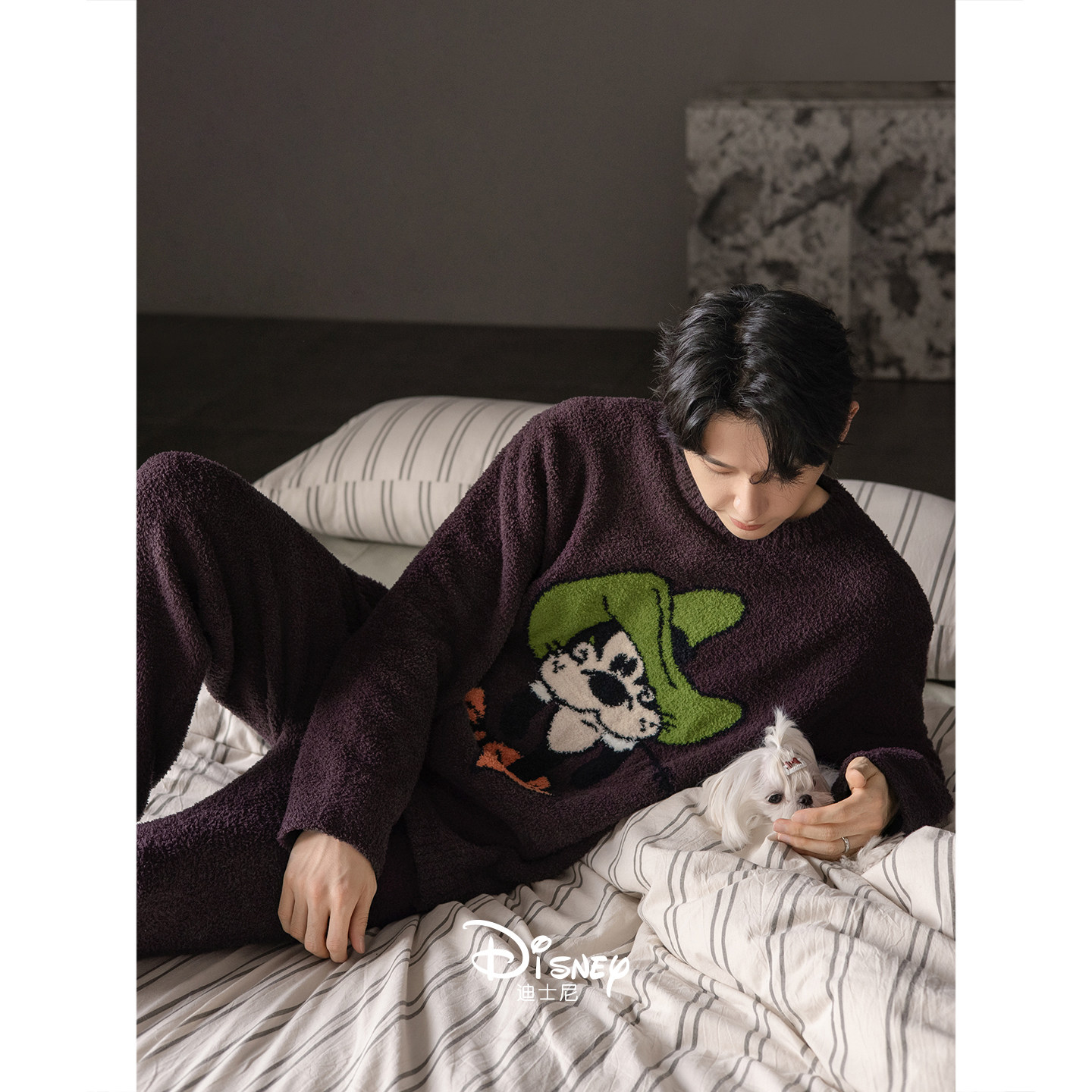 迪士尼秋冬季保暖半边绒情侣睡衣女大码珊瑚绒家居服休闲男士套装,淘宝优惠券,粉丝福利购,淘宝优惠卷