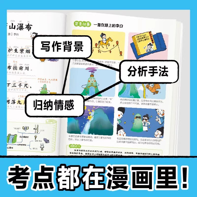 小学生必背古诗词漫画笔记 小古文漫画笔记100篇人教版 开心童书112篇全4册小学必备100课新编爆笑大全 全套每日秒懂秒记漫画版100