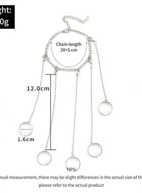 Sindlan Punk Geometric Silver Color Chain Wrist Bracelet for