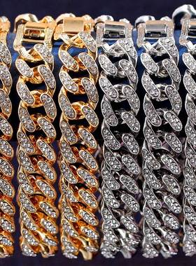 New Fashion Luxury 12mm Iced Out Cuban Link Chain Bracelet f